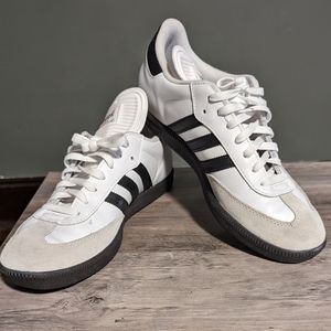 White and Black Adidas Sambas, Size 11